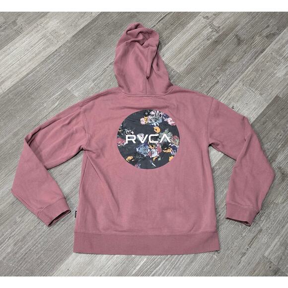 RVCA Pink Floral Design Pull Over Sweater Hoodie - Picture 3 of 7